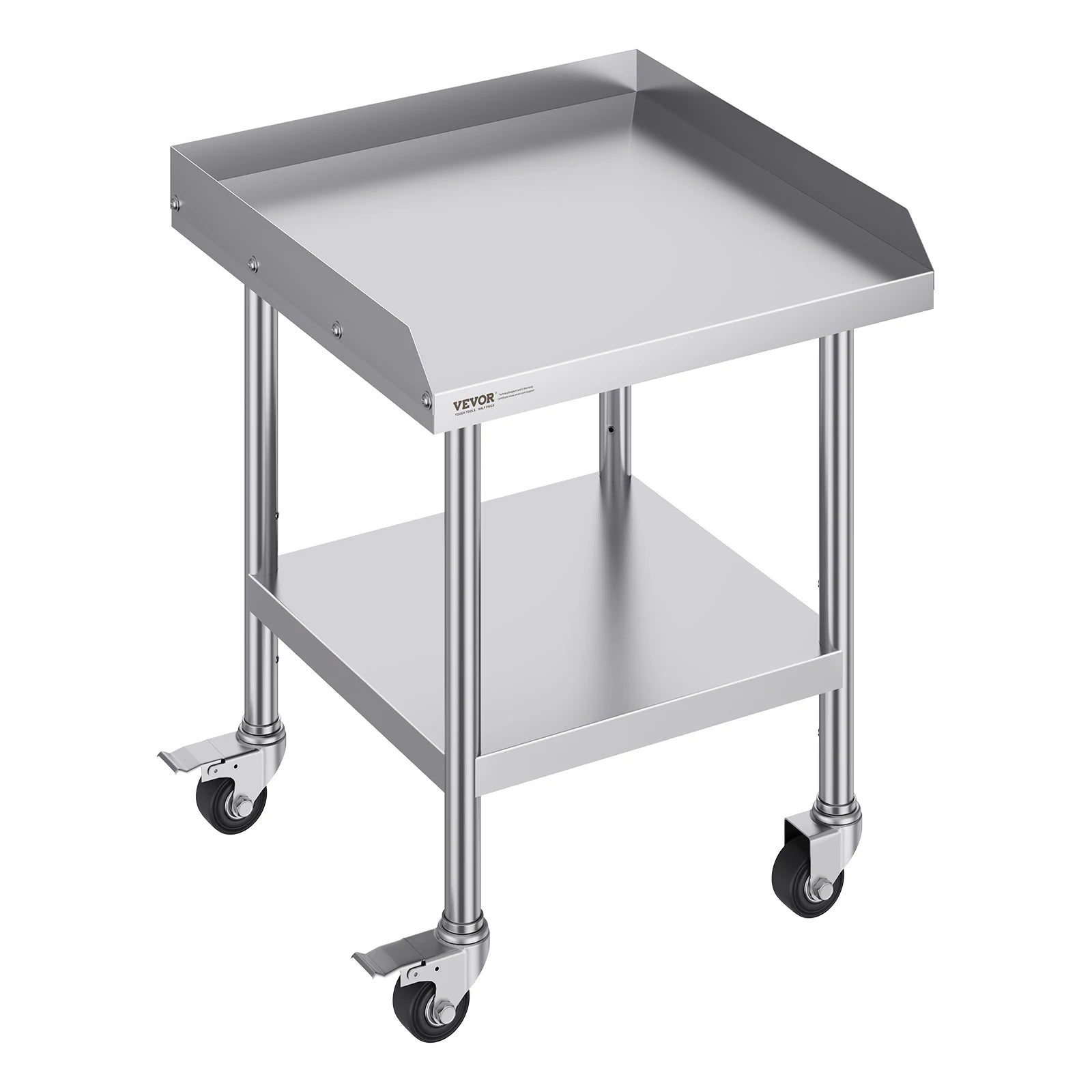 Stainless Steel Work Table with Wheels and Adjustable Shelf