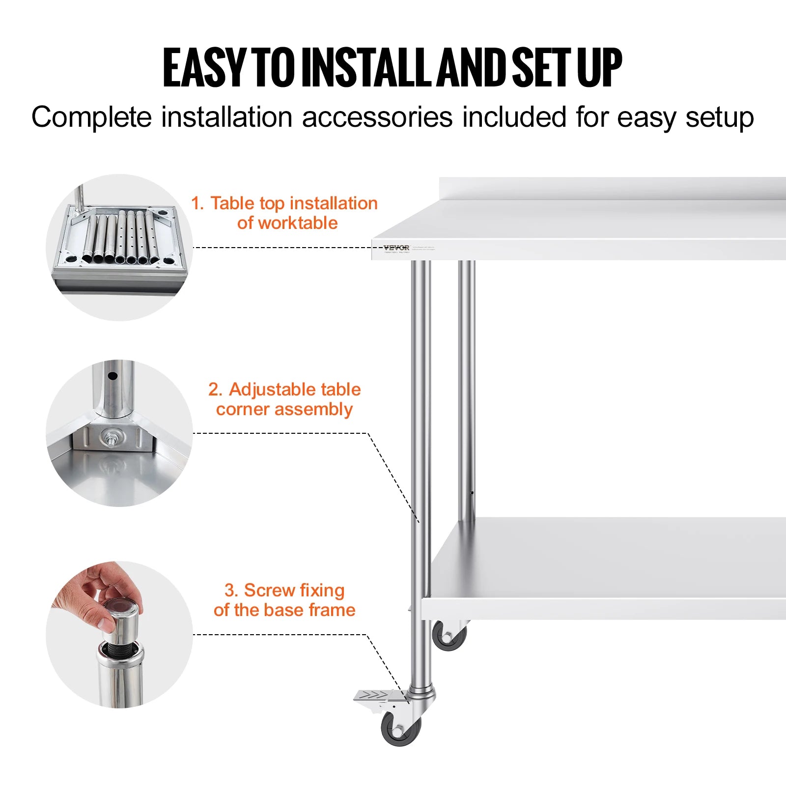 Stainless Steel Work Table with Casters 24x60 Prep Station