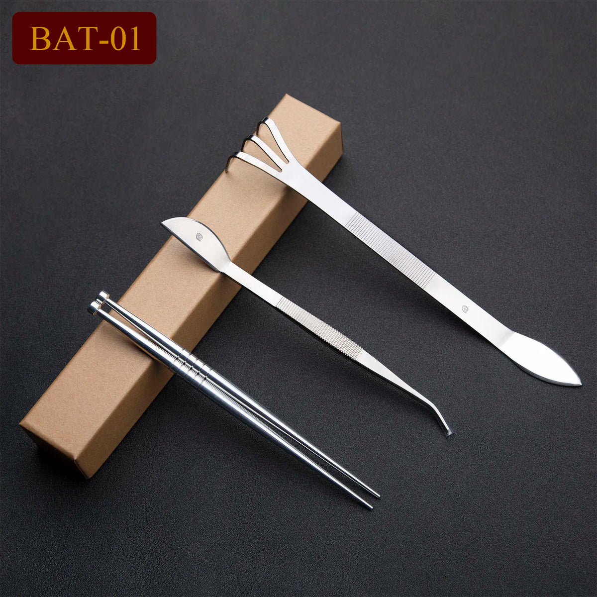3-Piece Bonsai Root Hook, Tweezers & Rake Set