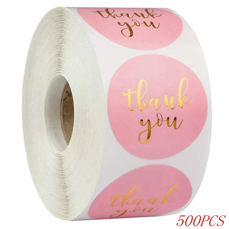 50-500pcs 1inch Blue Thank You Stickers For Envelope Sealing Labels Stationery Supplies Handmade Wedding Gift Decoration Sticker