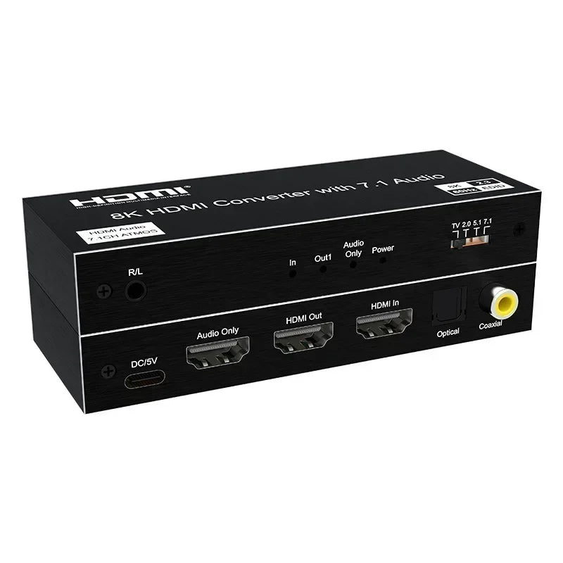 Estrattore audio HDMI 2.1 con uscite ottiche e coassiali