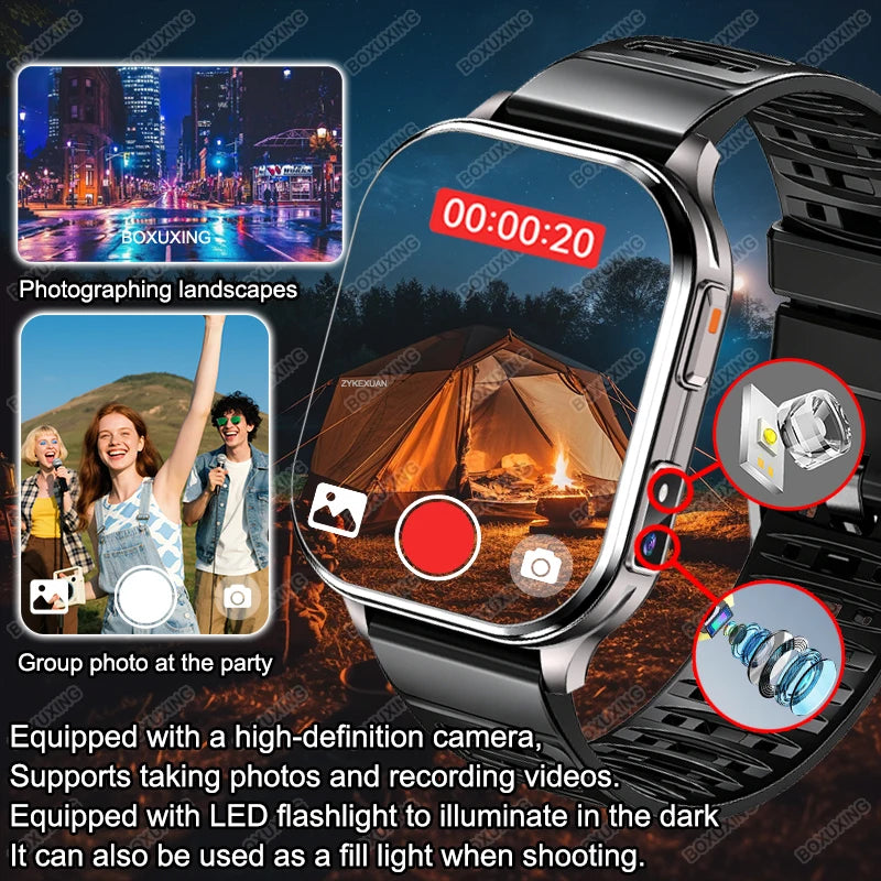 2026 Νew Smart Watch With Camera Men Women Photos Record Video Health Sports Fitness IP68 Waterproof Call Recording Smartwatches