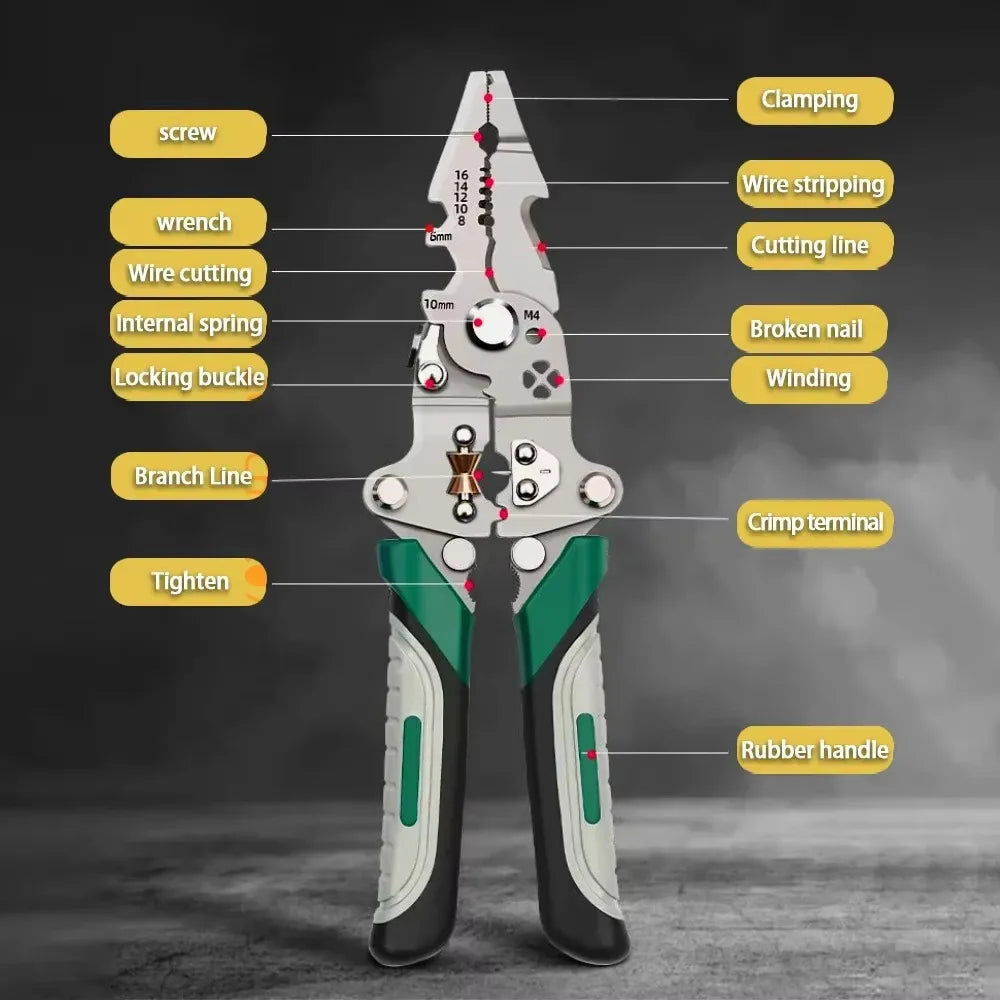 Folding Wire Stripping & Crimping Pliers