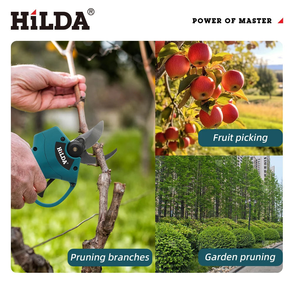 HILDA Brushless Electric Pruning Shears Cordless Fruit Tree Branches Scissors Power Tool For Makita 18V Battery 