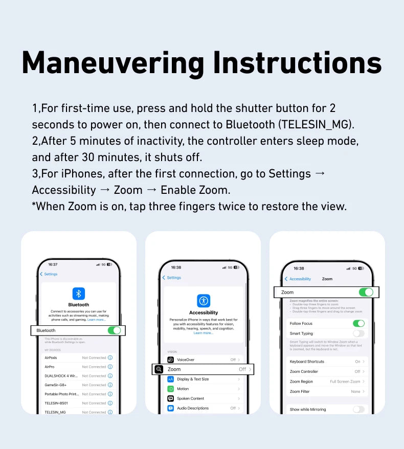 TELESIN Manyetik Telefon Kamera El Tutacağı Uzaktan Kumandalı