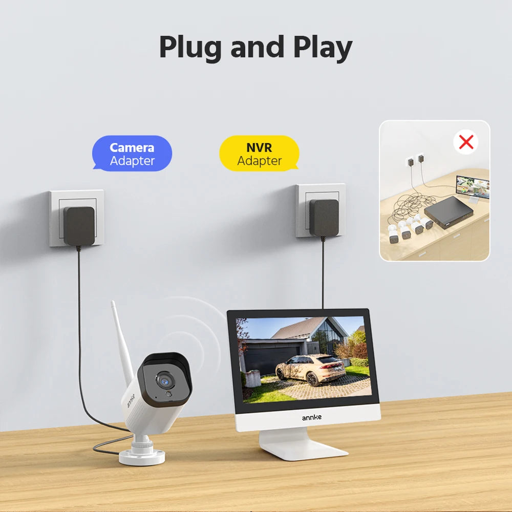 8MP WiFi Security Camera System with 12 Inch LCD