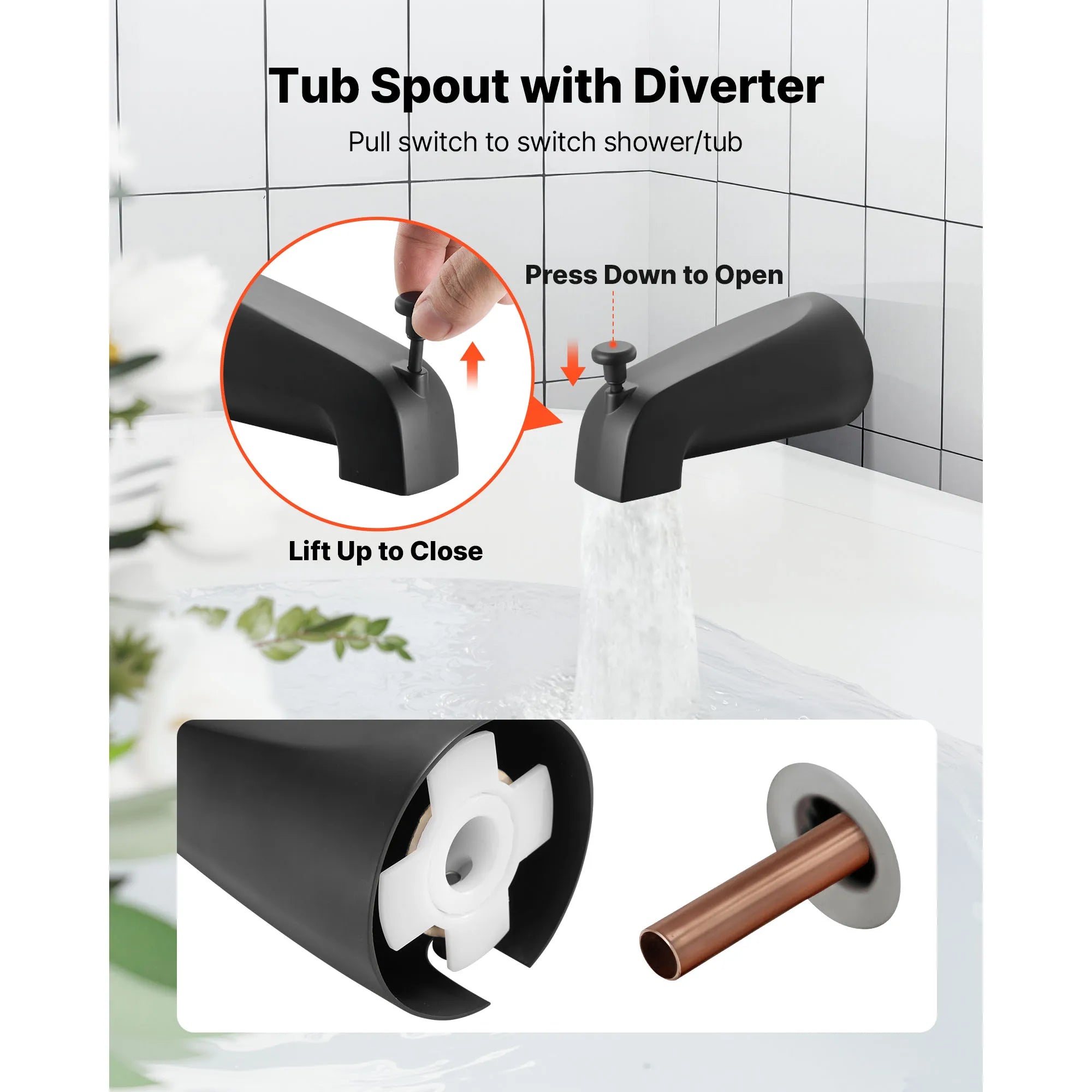 Set rubinetteria vasca e doccia SucceBuy completo con soffione doccia a pioggia da 4 pollici e kit di rifinitura per vasca con valvola in acciaio inox 304
