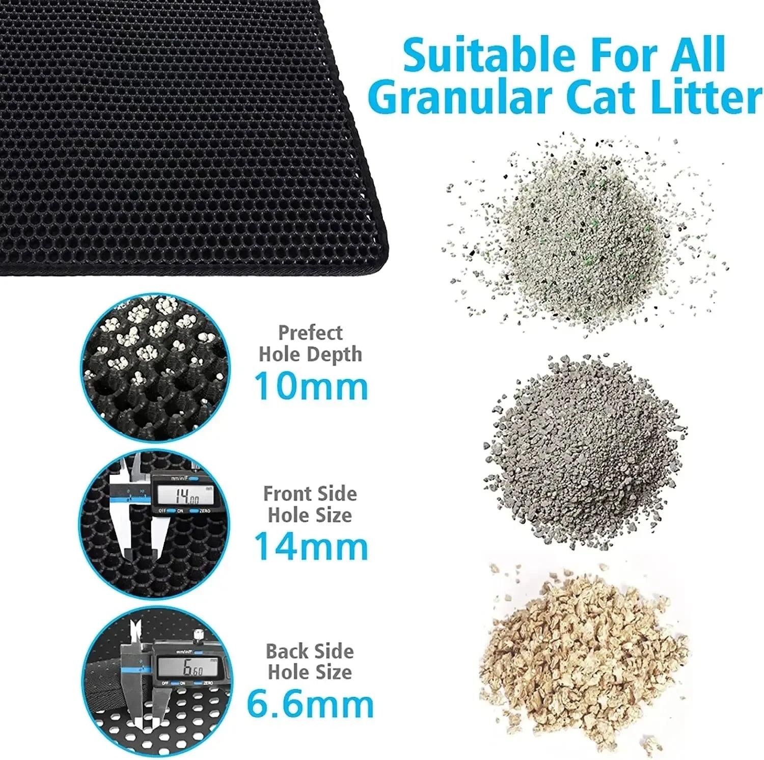 Cat Litter Mat 2-Layer Design Premium Sand Trapping Technology Waterproof Base Non-Slip Pet Floor Protector for Indoor Kittens 