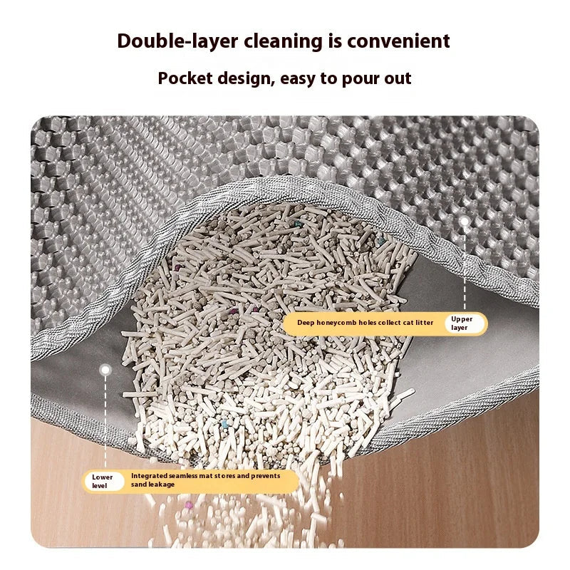 Cat Litter Mat 2-Layer Design Premium Sand Trapping Technology Waterproof Base Non-Slip Pet Floor Protector for Indoor Kittens 