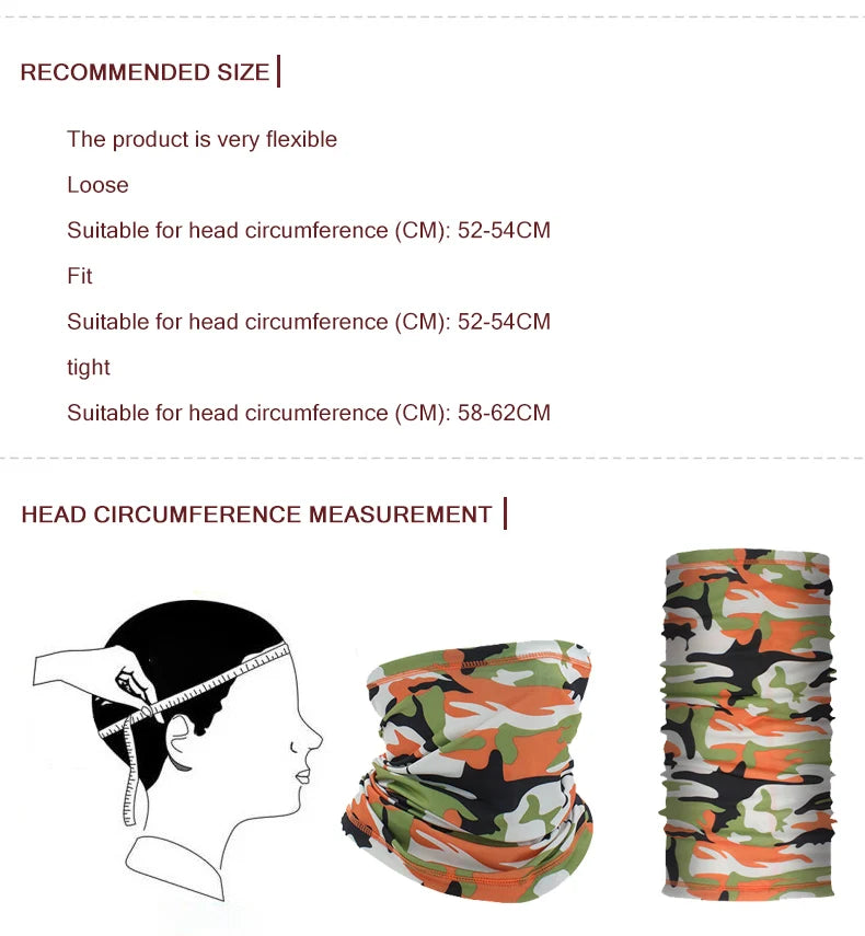 Outdoor Sport Bandana Military Tube Scarf Fishing Cycling Tactical Hiking Face Cover Neck Gaiter Half Mask Headband Men Women