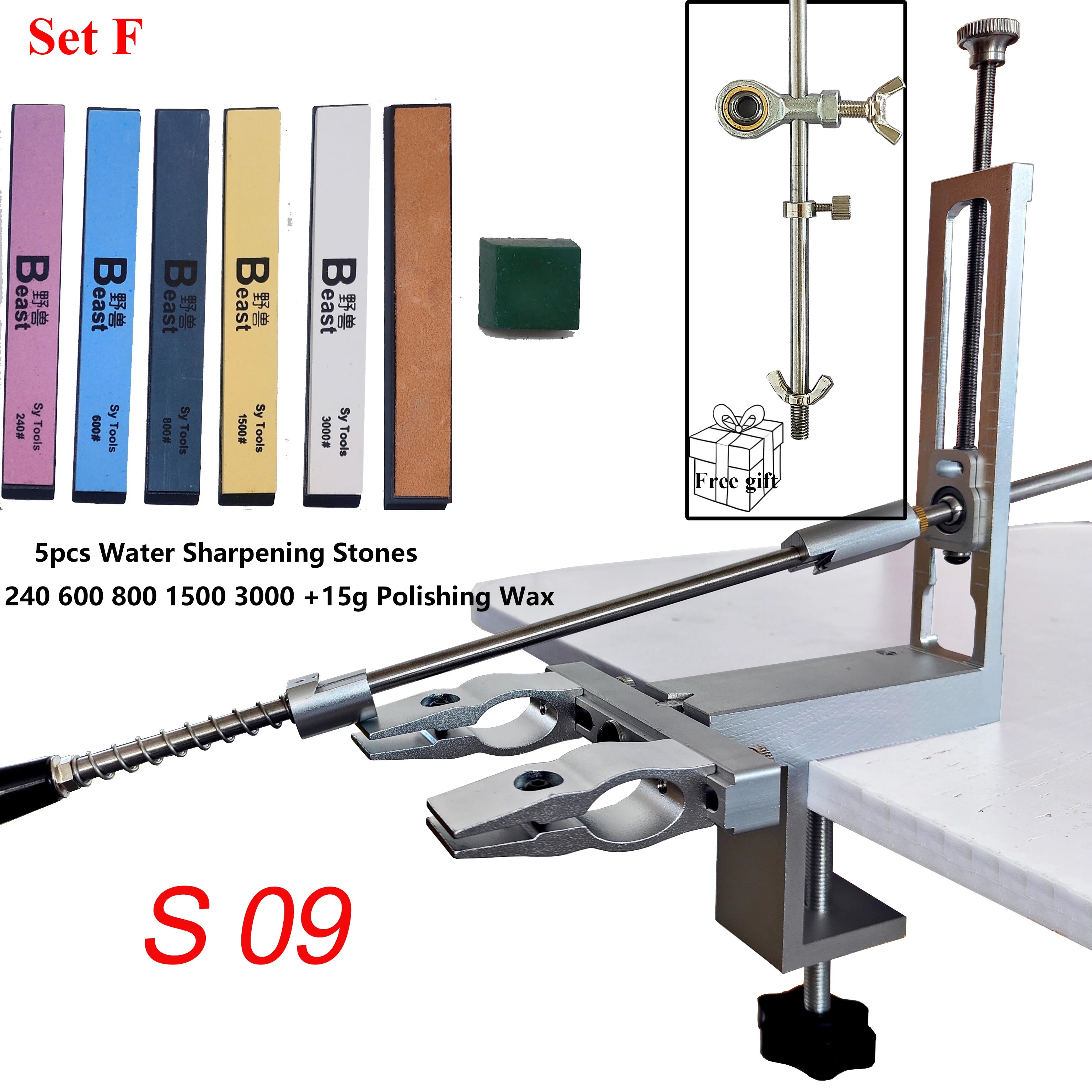 S09 New Design Professional Fixed Angle Apex Knife Sharpener Kitchen Knife tools Knife Sharpening System with diamond stones Set 