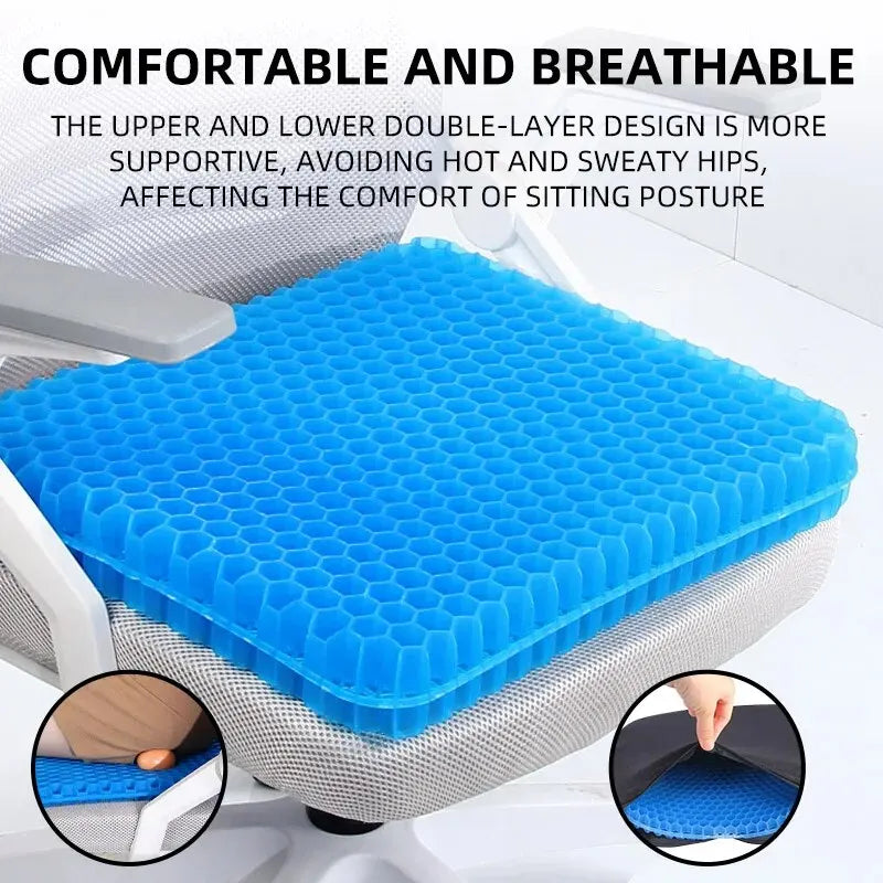 Gel Seat Cushion Summer Breathable Honeycomb Design For Pressure Relief Back Tailbone Pain - Home Office Wheelchair Chair Cars 
