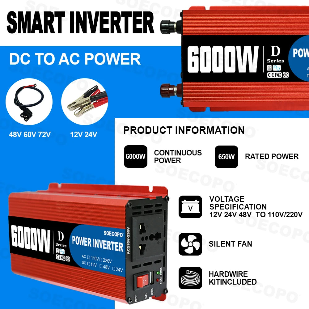 6000W Solcelleanlæg med inverter og 100A controller til off-grid brug