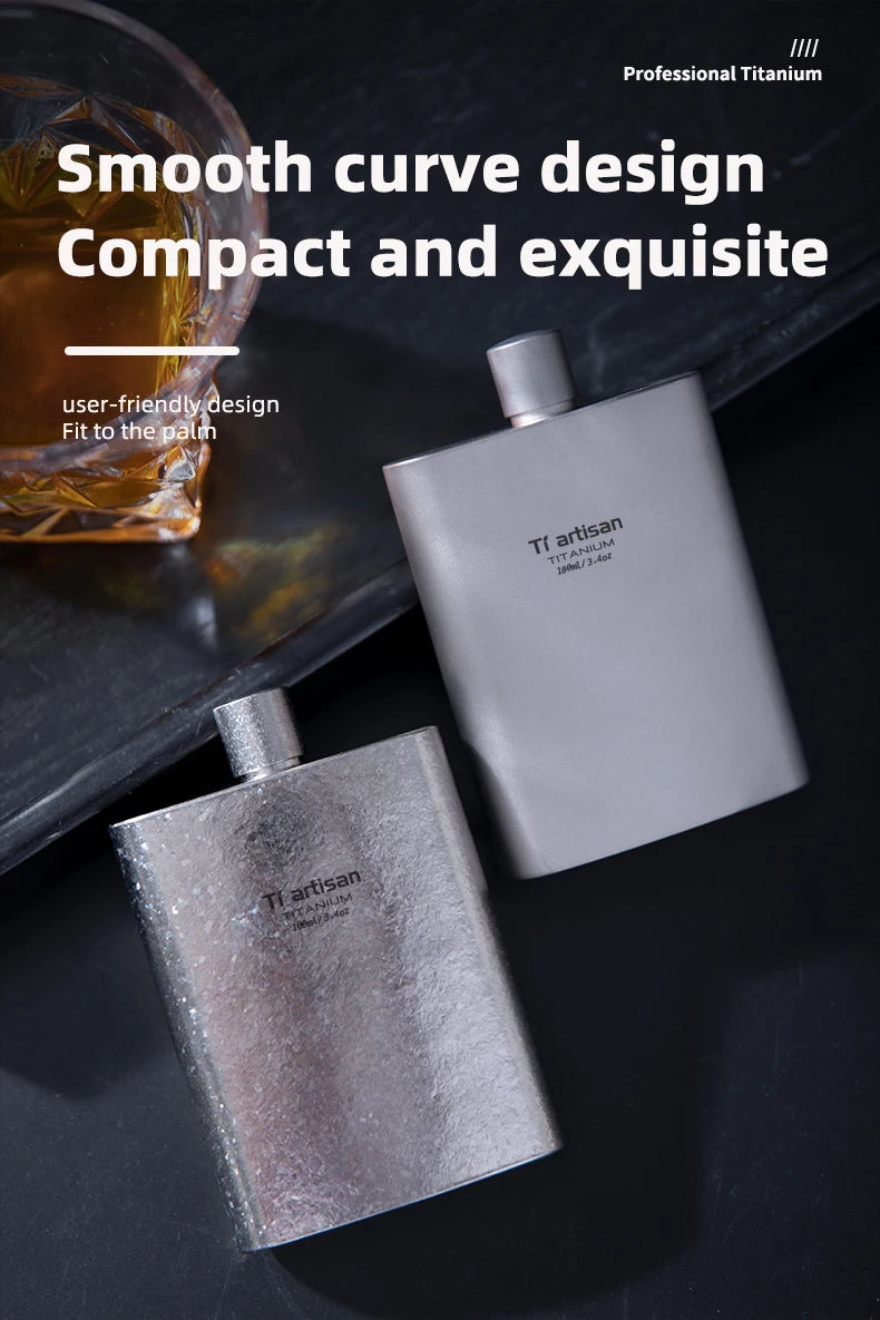 Titanium Pocket Flask 100ml with Funnel