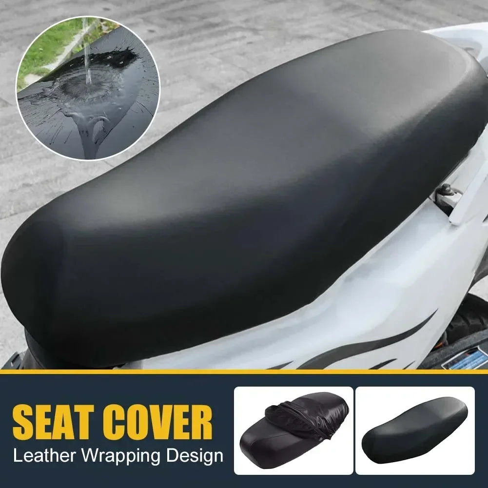 Capa impermeável preta para assento de motociclo, 63 x 34 cm