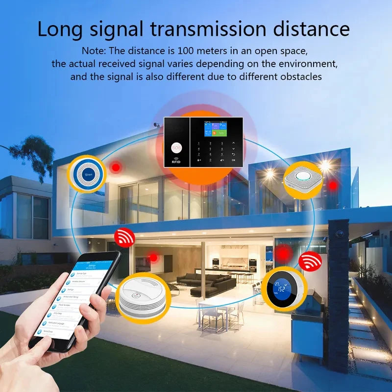 YAOSHENG Tuya Wifi Gsm Sistema di Allarme di Sicurezza Funziona con Alexa Home Antifurto Rilevatore di Movimento Sensore di Fumo per Porte E Finestre Telecamera IP