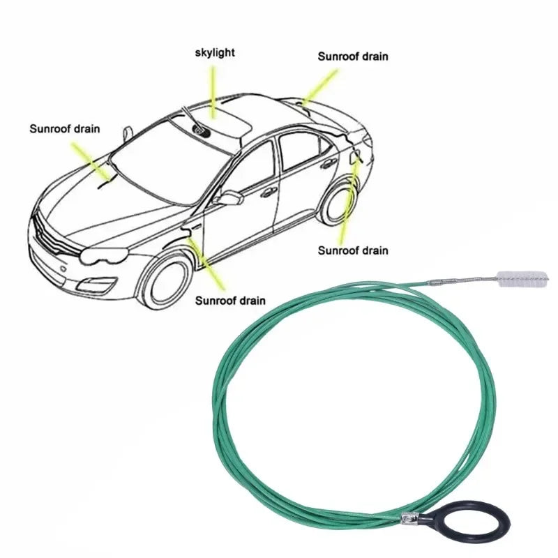 2/3m Car Sewer Unclogger Cleaning Brush Car Sunroof Long Hose Drain Hole Drain Unclogger Car Pipe Tool Cleaner Auto Accessories