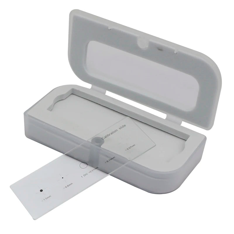 Lame de calibration de microscope avec échelle croisée et quatre points