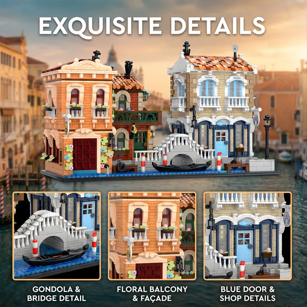 Venice Waterfront LED Brick Model Kit, 4610 Pieces