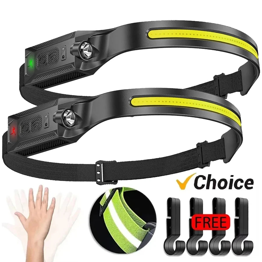 Rechargeable Headlamp with COB and Spotlight