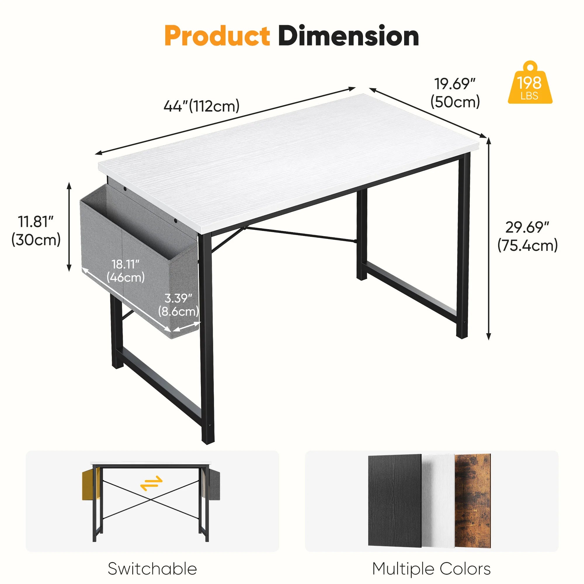 Computer Desk 31–55 Inch Writing & Gaming Table with Side Storage Bag