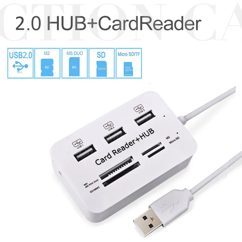 USB 2.0 Hub with Three Ports and Card Reader
