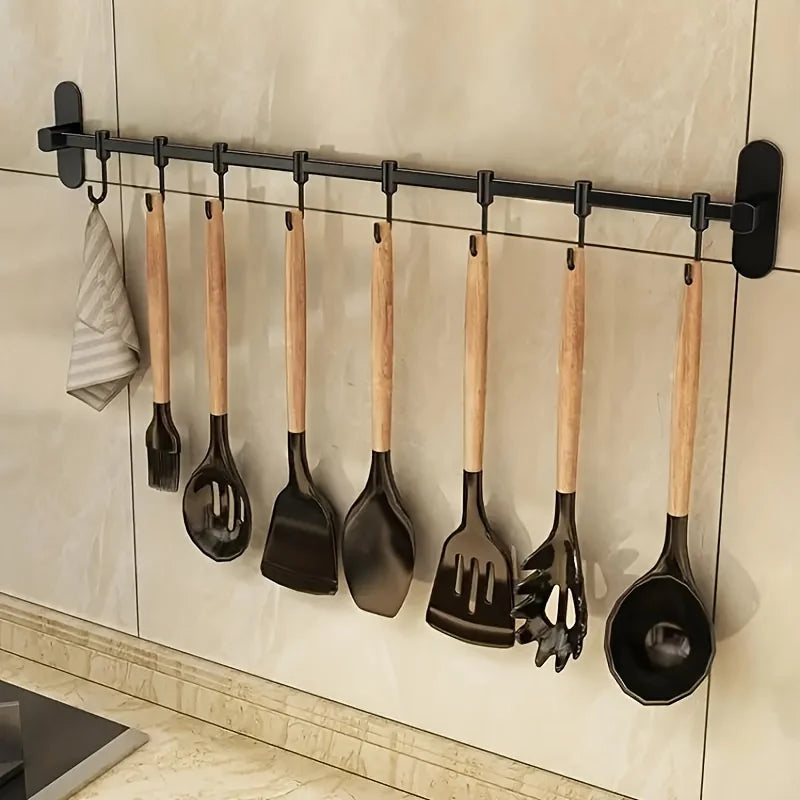 Wall-Mounted Kitchen Utensil and Pot-Lid Rack