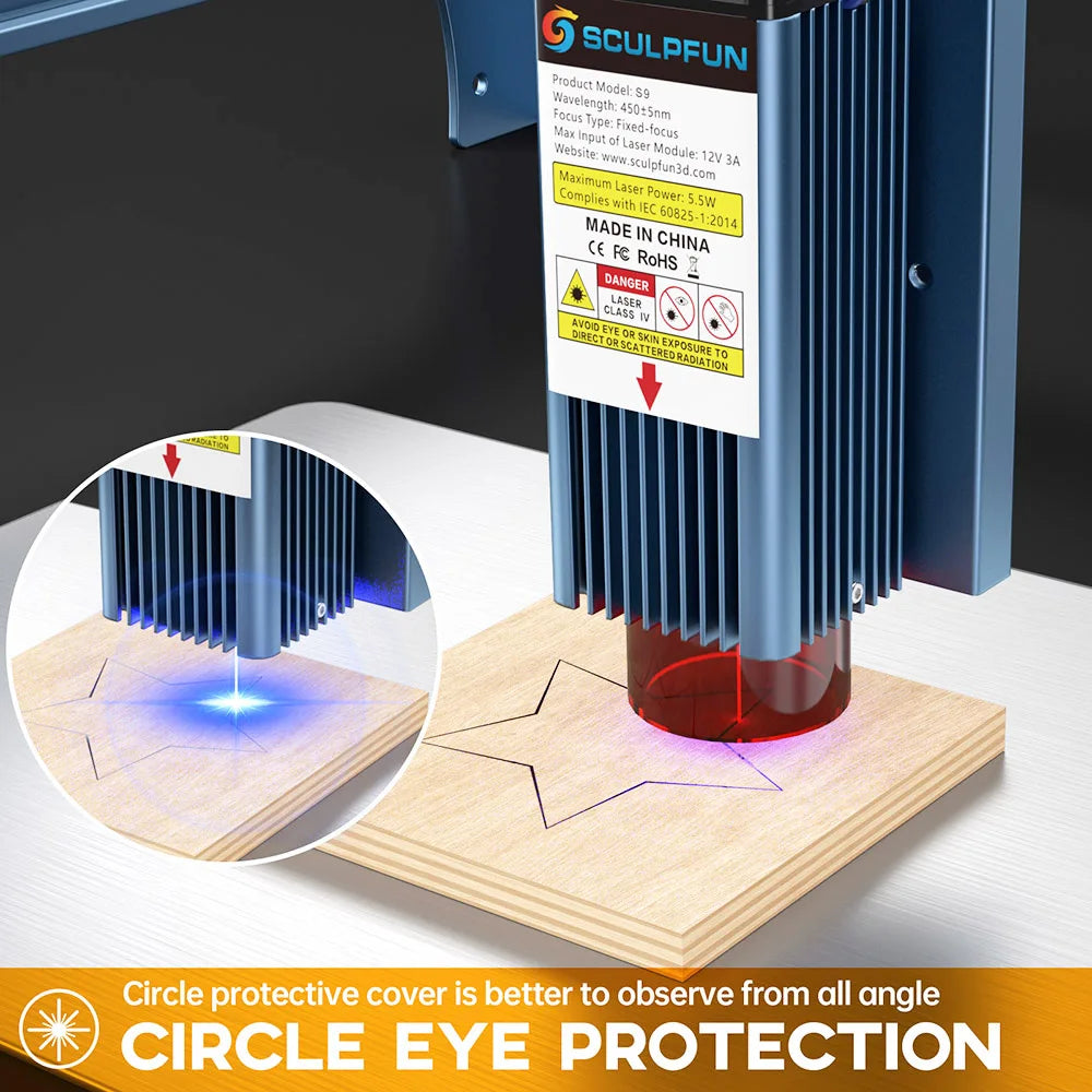 Incisore laser SCULPFUN S9 con punto ultra-fine da 0,06 mm