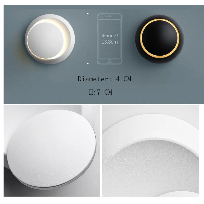 Nástěnné LED svítidlo s otočným diskem, 5 W, černé nebo bílé