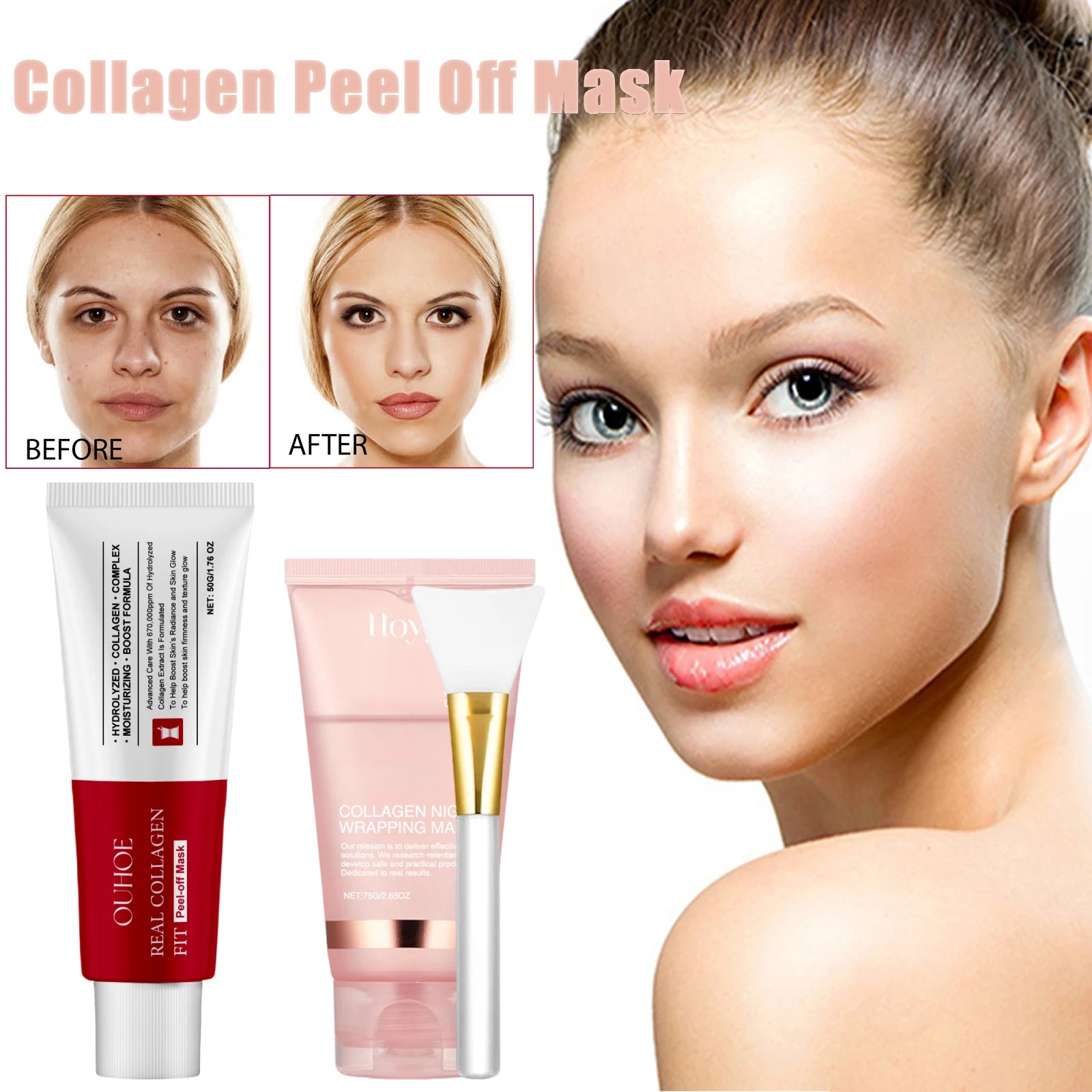 Collagen Peel Off Mask Collagen Overnight Wrapping Mask Hydrating Moisturizing Hydrolyzed Collagen Mask Korean Skin Care 
