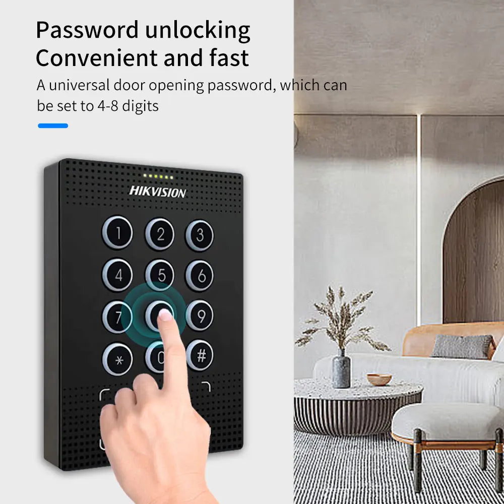 Hikvision Door Station Lock Open Access Control Keypad 13.56mhz Ic card Wiegand Card Reader work with Exit Button Wired Doorbell 