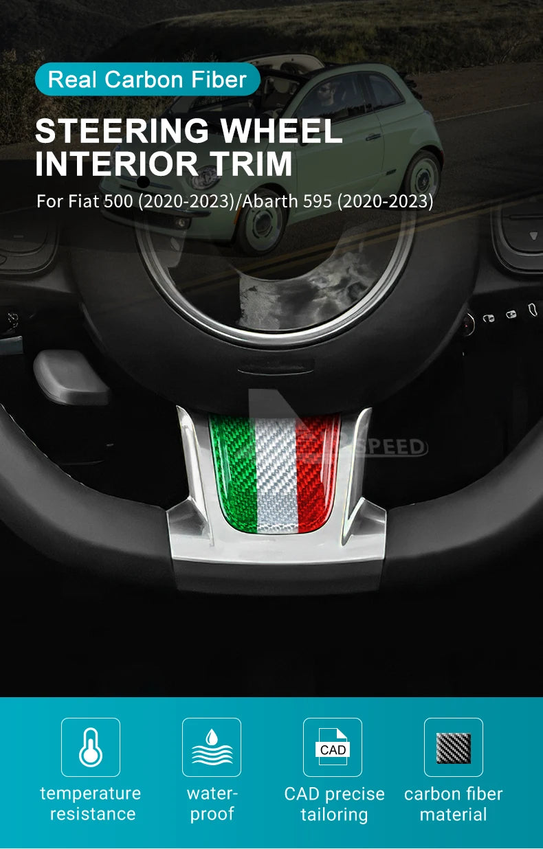 Real Hard Carbon Fiber Bottom Trim for Fiat 500 Abarth 595 2020-2023