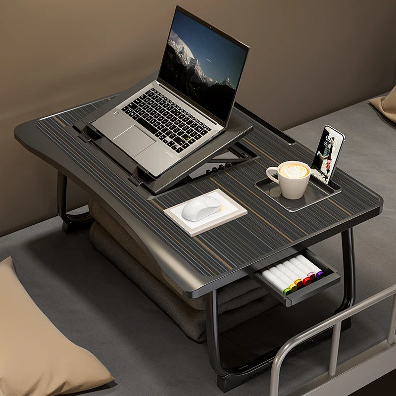 Foldable Laptop Desk with Drawers – Adjustable Reading & Bed Tray