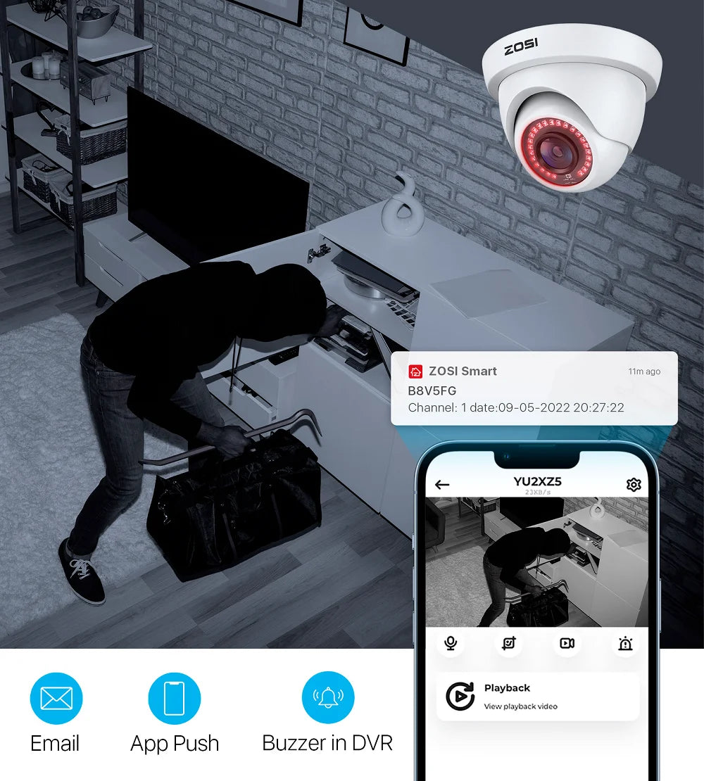 ZOSI 8CH 1080P Wired Security Camera System with 8 Weatherproof Cams