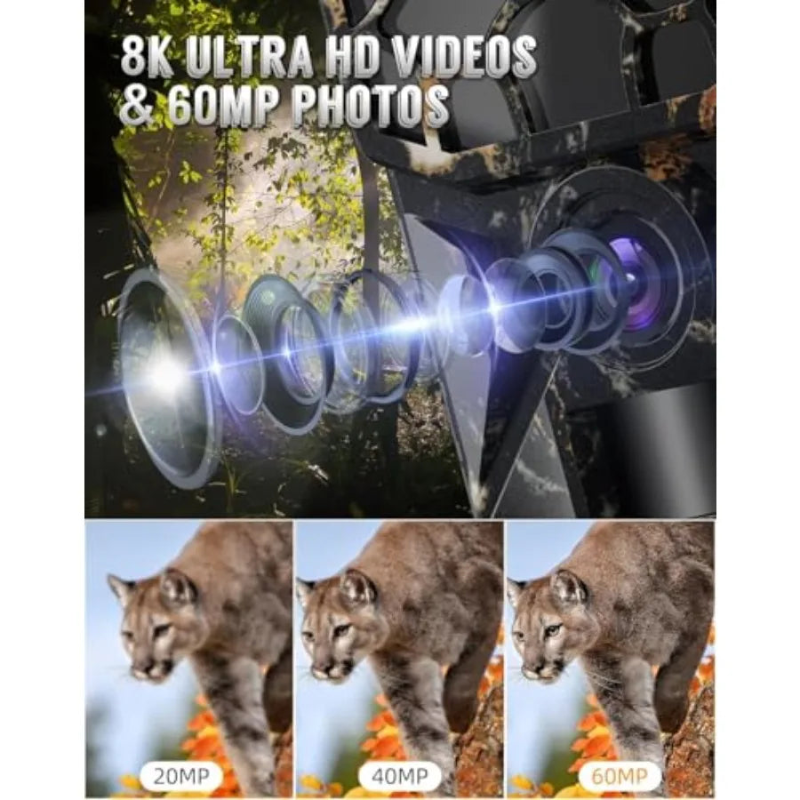 Wildlife Trail Camera with 8K 60MP and 0.1s Motion Activation