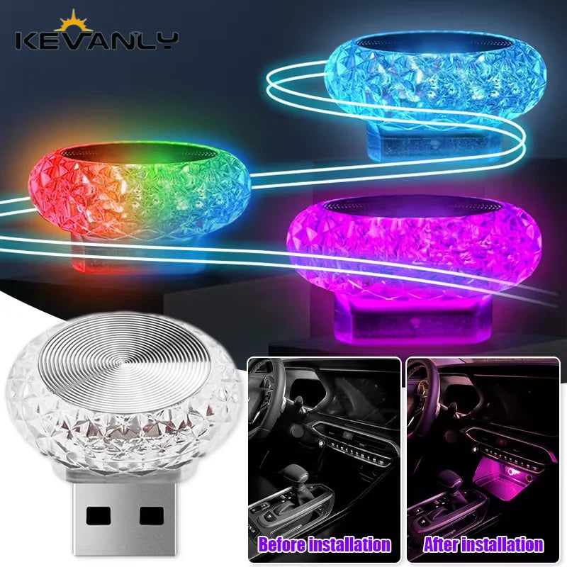 1pc Colorful Portable USB Mini LED Ambient Light for Car Interior Computer Atmosphere Lamp Plug and Play Night Light 