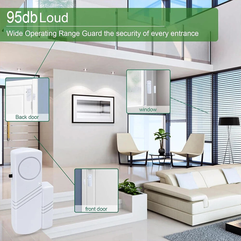 Wireless Door Window Sensor Alarm 95dB Anti-Theft Contact