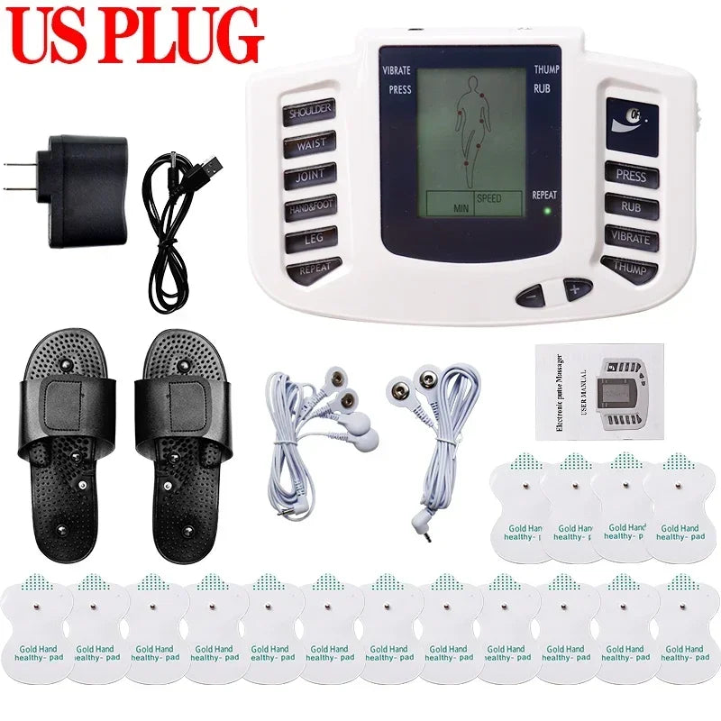 Dubbelkanalig TENS-pulsmassageapparat för kroppen med EMS-muskelstimulering