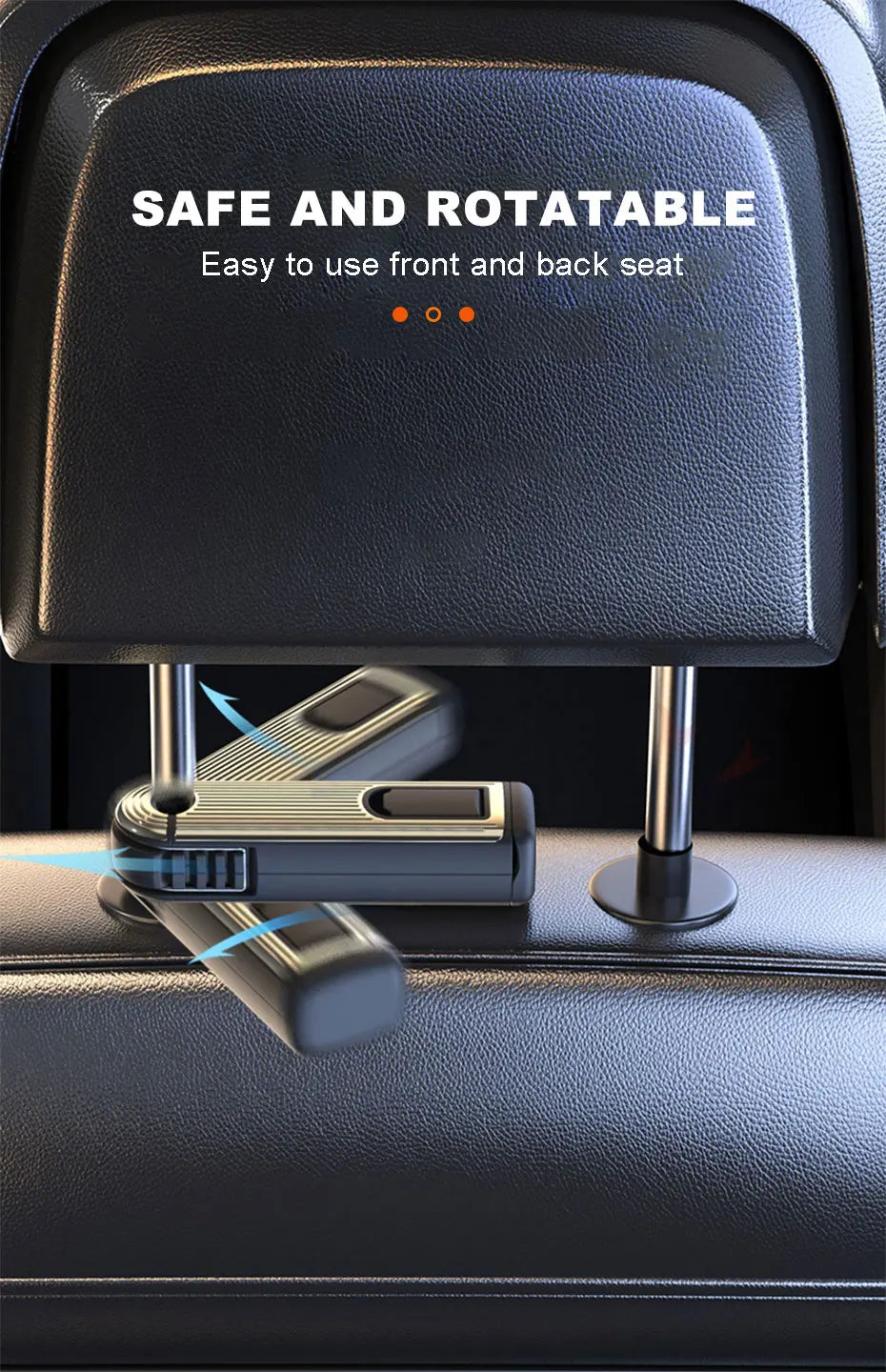SEAMETAL Multifunctional Car Hook Seat Back Headrest Rod Hanging Hook Large-Bearing Stable Car Backseat Hanger for Passenger