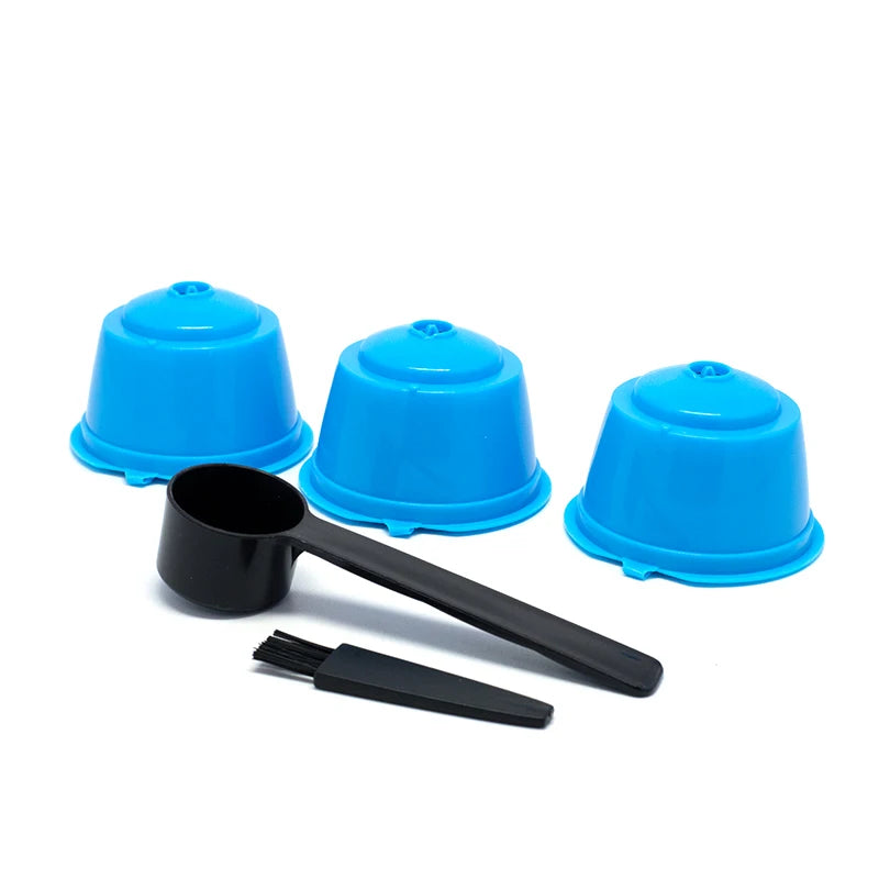 3Pcs Fit For Dolce Gusto Coffee Filter Cup Reusable Coffee Capsule Filters With Spoon Brush 