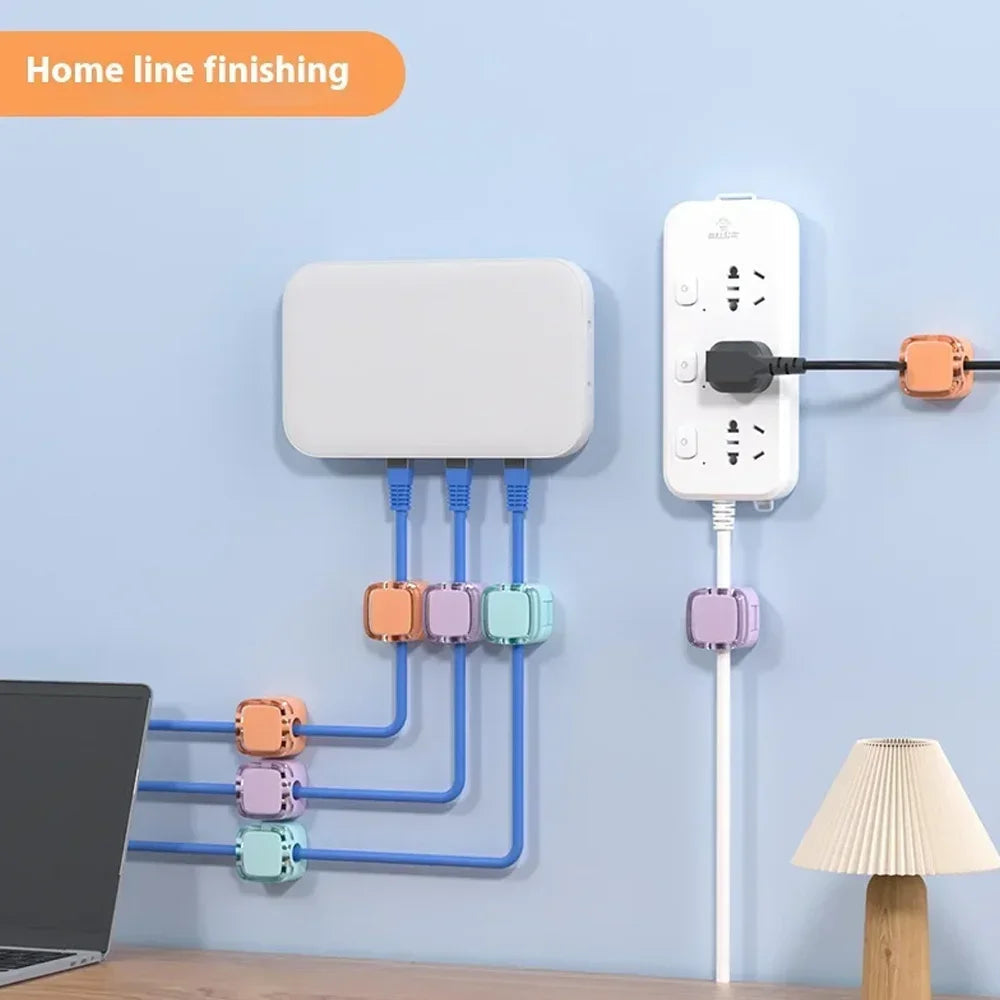 New Macron Colorful Magnetic Clip Cable Smooth Adjustable Acrylic Universal Cable Winder Under Desk Management Wire Keeper Cable 