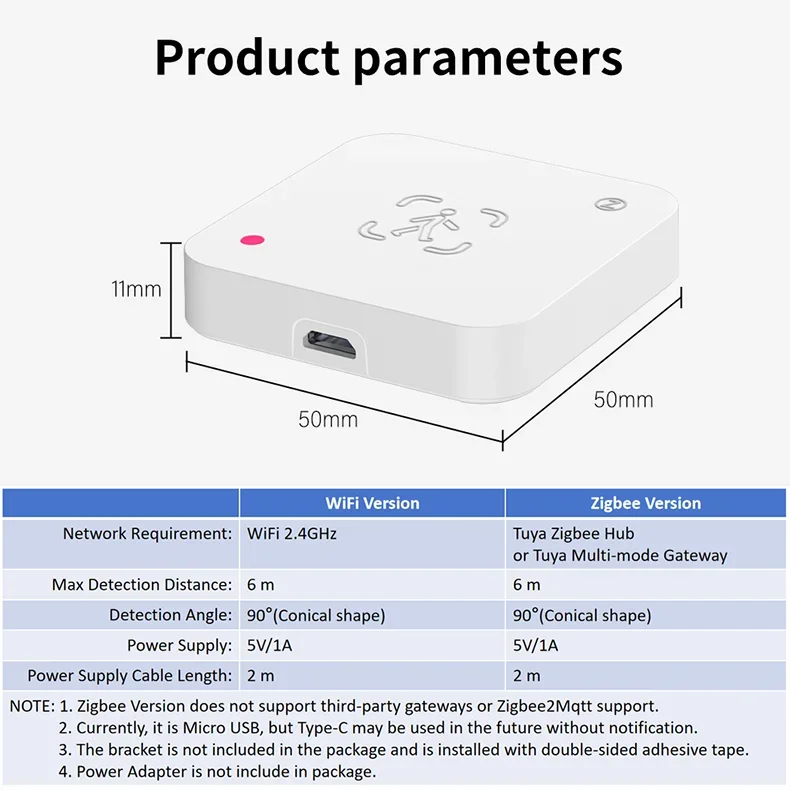 Tuya Zigbee WiFi Human Presence Sensor MmWave Radar Detector With Luminance Sensor For Smart Home Smart Life Replace PIR Sensor