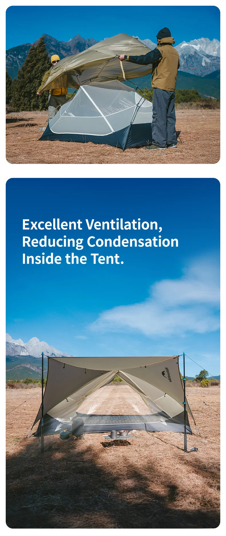 Ultralight 2-Person Waterproof Trekking Tent 20D Nylon 1.8kg
