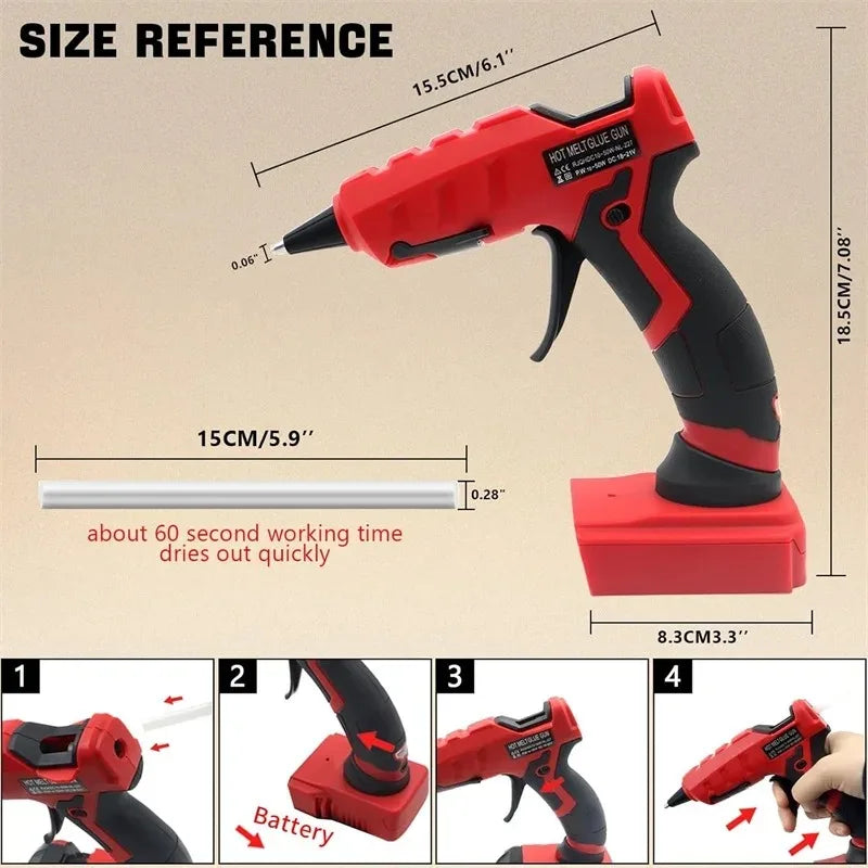 Cordless Glue Gun for Compatible 18 V Batteries