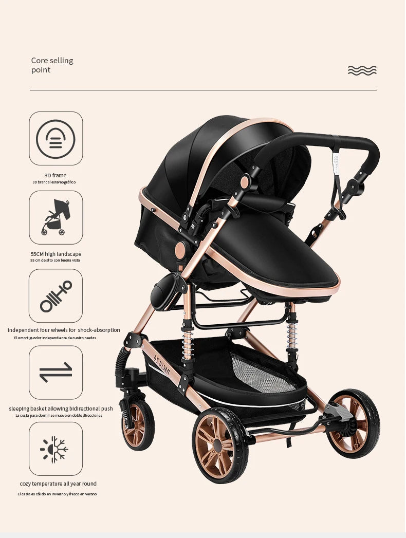Baby Stroller 3‑in‑1 Lightweight Multifunction Carriage for Newborns