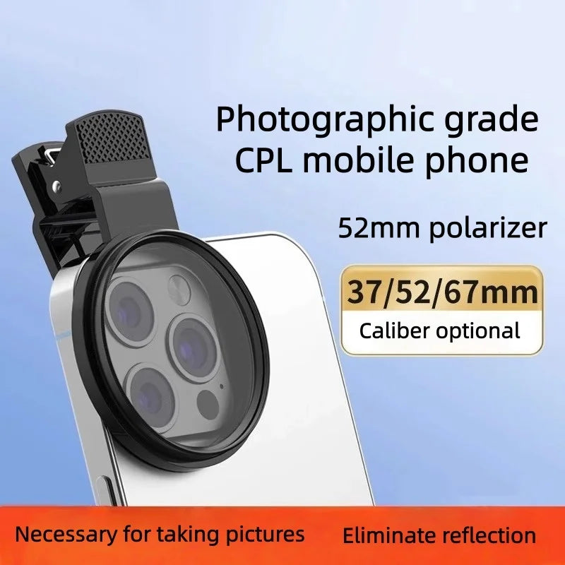52mm Clip-On CPL Filter for Phone Photography