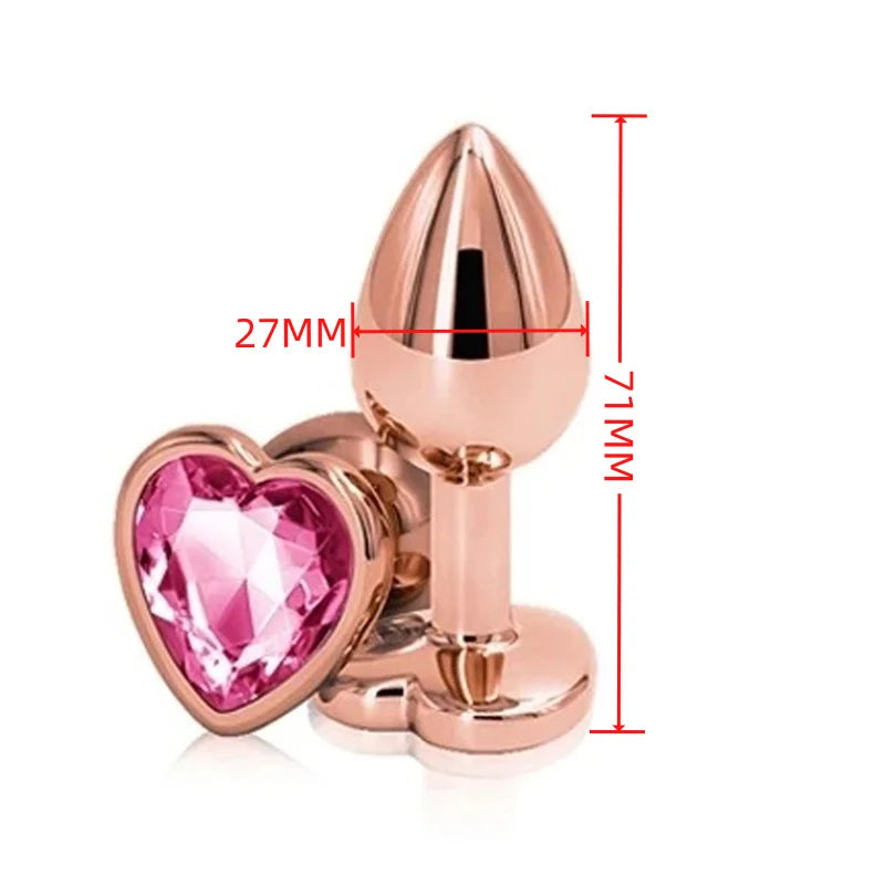 Small Size Metal Anal Beads Butt Plug Mini Rainbow Rose gold Butt Plug Crystal Jewelry Trainer Anal Dildo Masturbation Sex Toy 