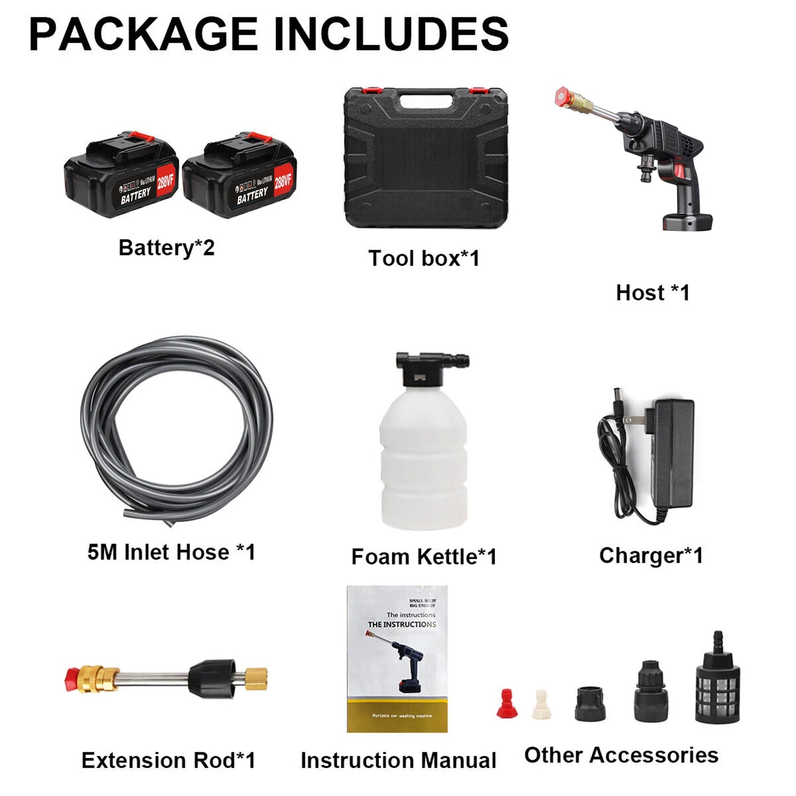 Cordless High Pressure Washer Gun 450W 26Bar with Dual Batteries