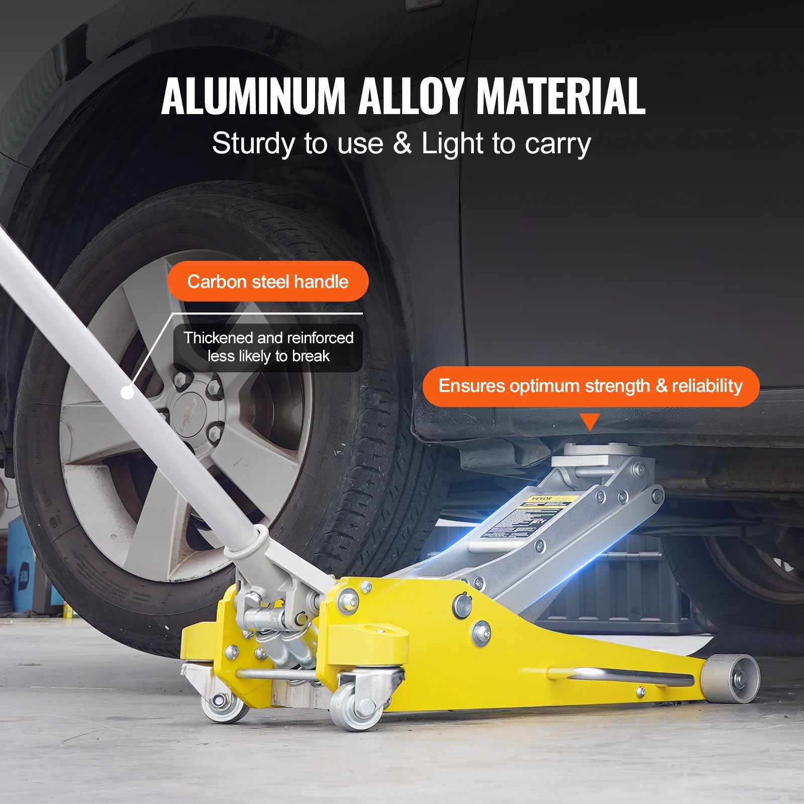 3 Ton Lage Profiel Aluminium Krik met Dubbele Pomp Hefmechanisme