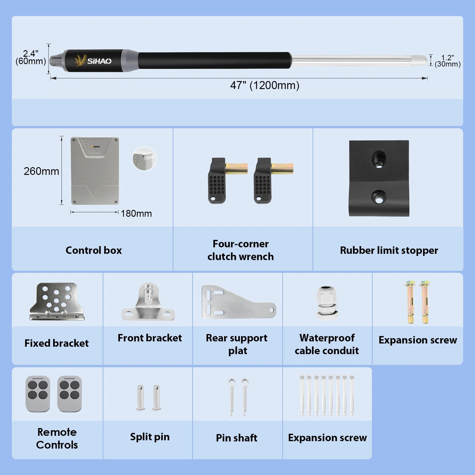 Automatic Swing Gate Opener with Remote Control 24V Motor Kit